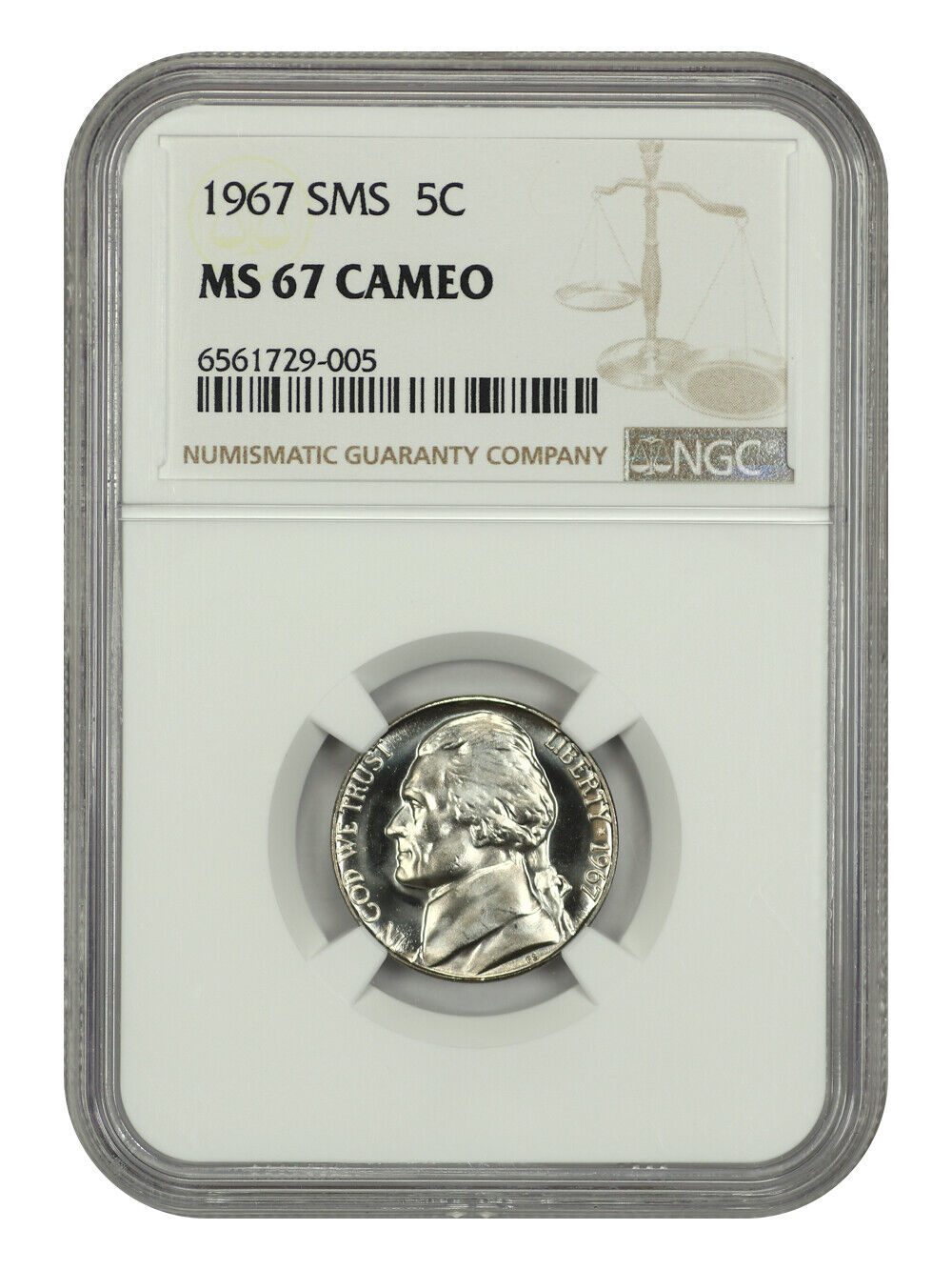 1967 5C SMS NGC SP67CAM - Jefferson Nickel