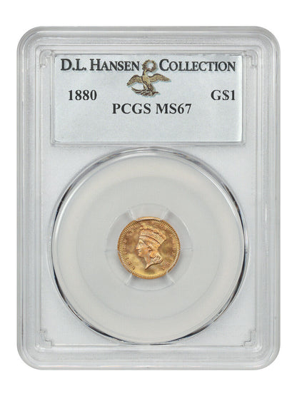 1880 G$1 PCGS MS67 ex: D.L. Hansen