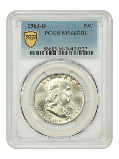 1963-D 50C PCGS MS66FBL - Franklin Half Dollar