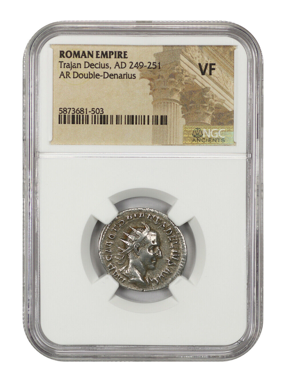 Ancient Roman: Trajan Decius (AD 249-251) AR Double-Denarius NGC VF