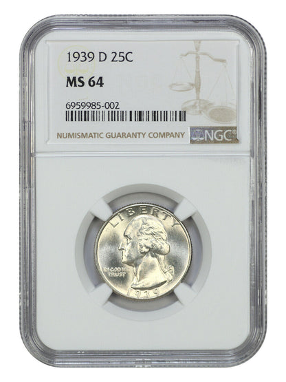 1939-D 25C NGC MS64 - Washington Quarter