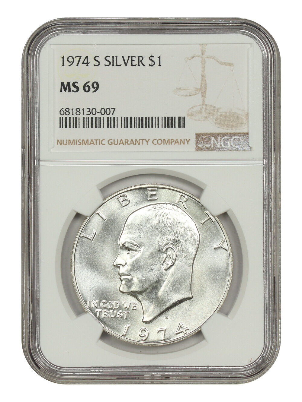 1974-S $1 NGC MS69 (Silver) - Ike Dollar