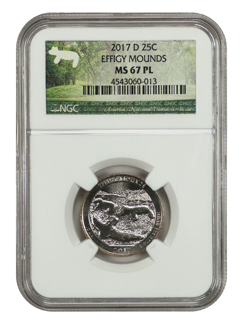 2017-D 25C Effigy Mounds NP NGC MS67PL - Type 1 - Clad