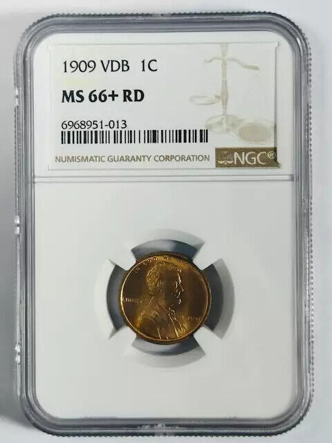 1909 P Small Cents Lincoln Penny NGC MS-66+ RD Gorgeous coin!