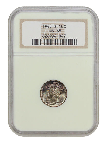 1945-S 10C NGC MS68 - Mercury Dime