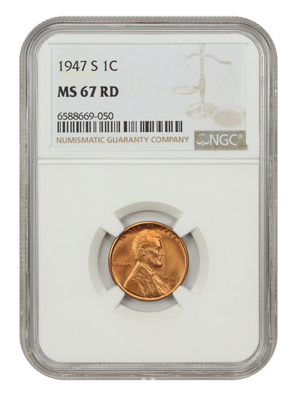 1947-S 1c NGC MS67 RD