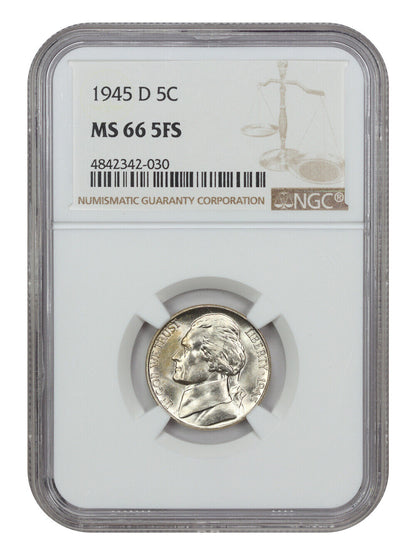 1945-D 5C NGC MS66 5FS - Jefferson Nickel