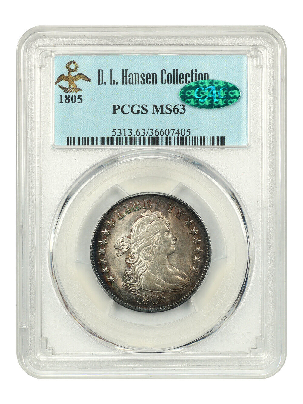 1805 25c PCGS/CAC MS63 ex: D.L. Hansen