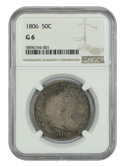 1806 50C NGC Good 06 - Draped Bust Half Dollar - Great Type Coin