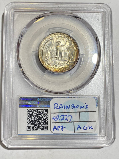 1954 S Washington Quarter PCGS MS-67 Rainbow Toning