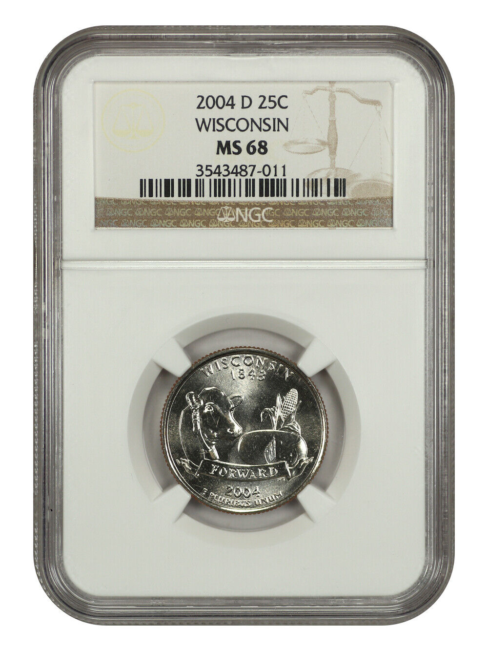 2004-D 25C Wisconsin NGC MS68 - Washington 50 States Quarters