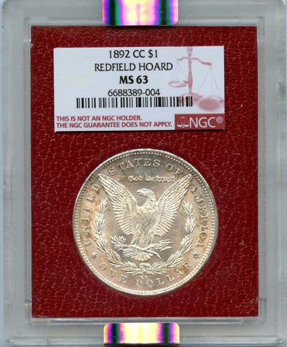 1892-CC Morgan Dollar $1 Redfield Hoard NGC MS63