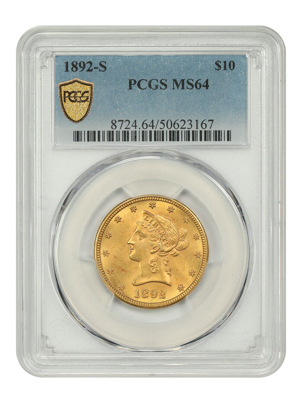 1892-S $10 PCGS MS64 - Liberty Head $10