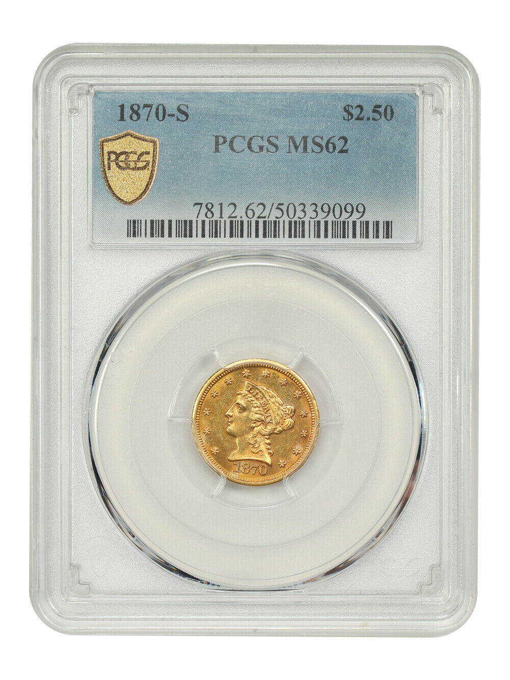 1870-S $2.50 PCGS MS62 - Liberty Head $2.5