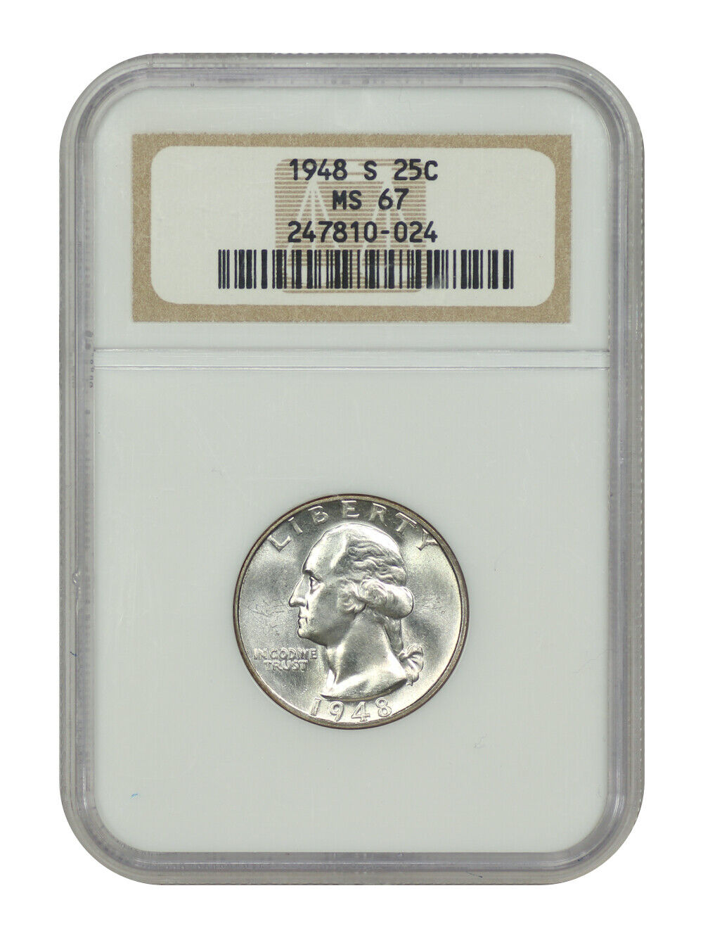 1948-S 25C NGC MS67 - Washington Quarter