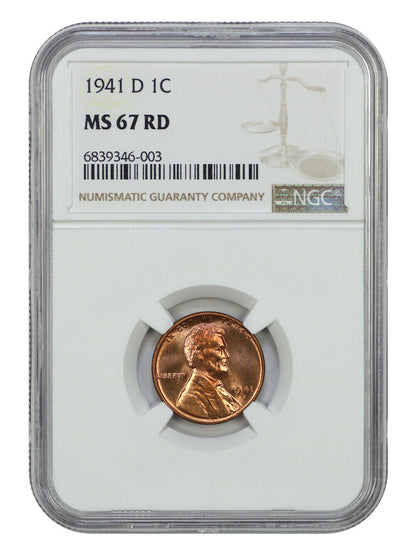 1941-D 1C NGC MS67RD - Lincoln Cent (Wheat Reverse)