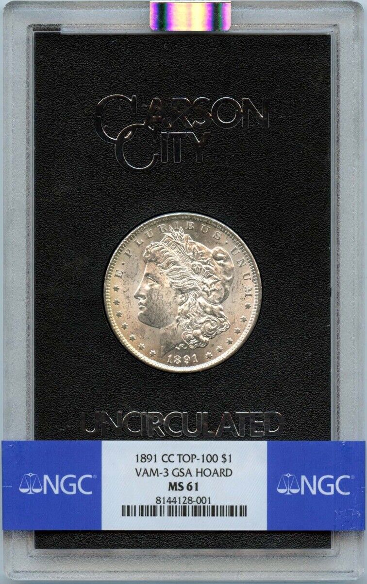 1891-CC TOP-100 Morgan Dollar VAM-3 GSA HOARD S$1 NGC MS61