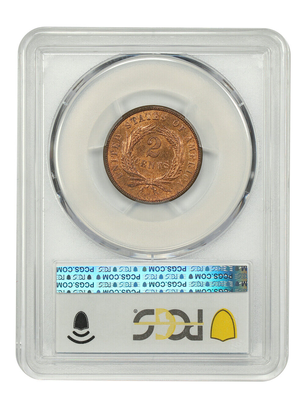 1865 2C PCGS MS65RD (Fancy 5) - Two Cent - Popular Type Coin