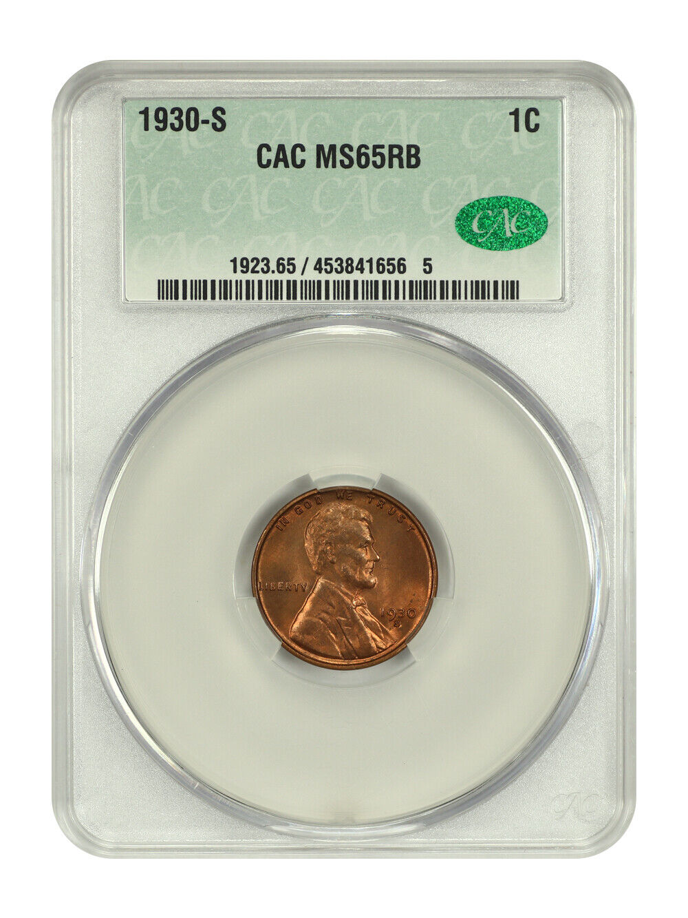 1930-S 1C CACG MS65RB - Lincoln Cent (Wheat Reverse)