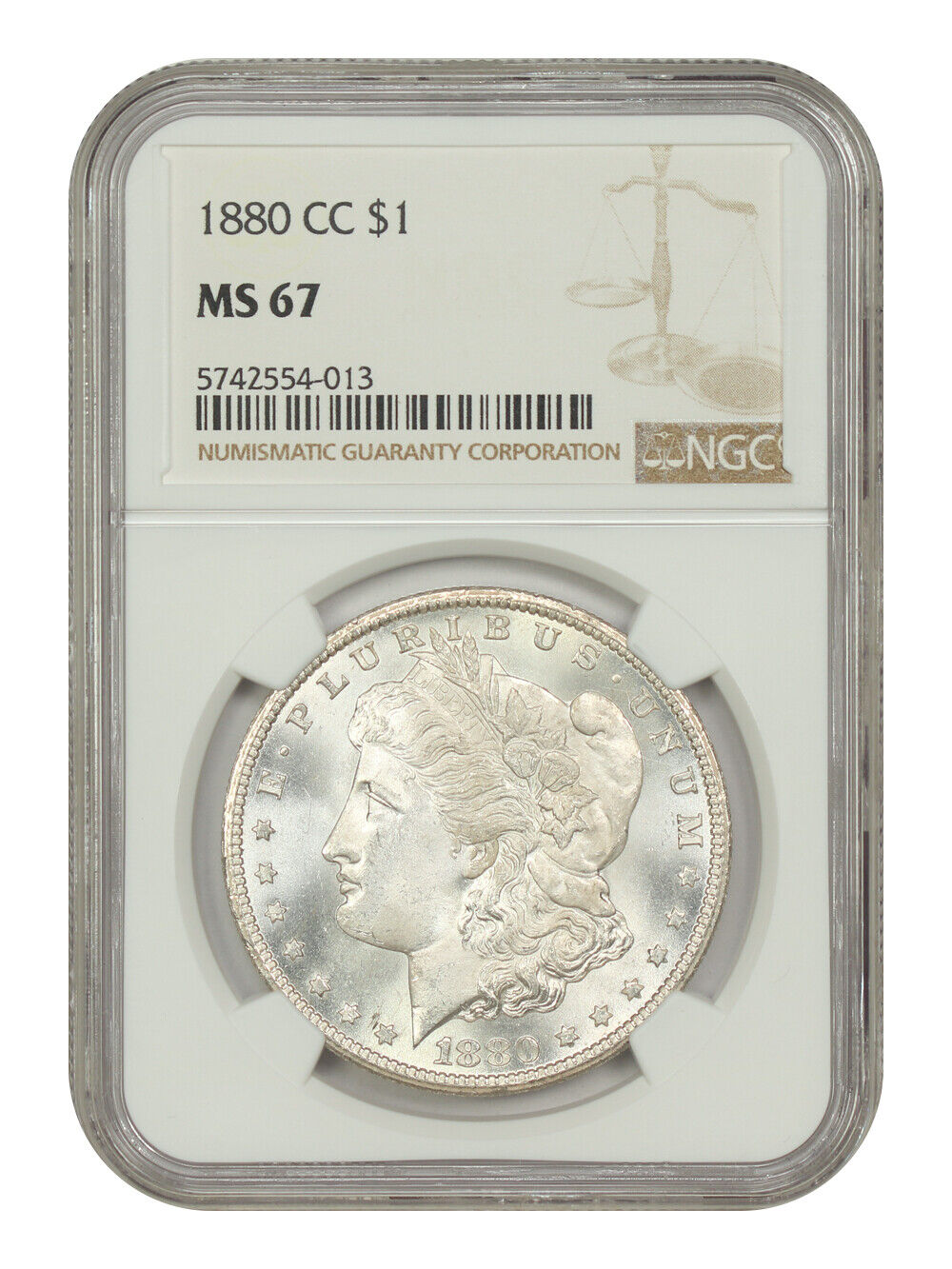 1880-CC $1 NGC MS67 - Morgan Dollar - Better Carson City Dollar