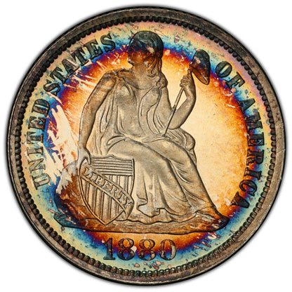 1880 10C Liberty Seated Dime PCGS PR67+