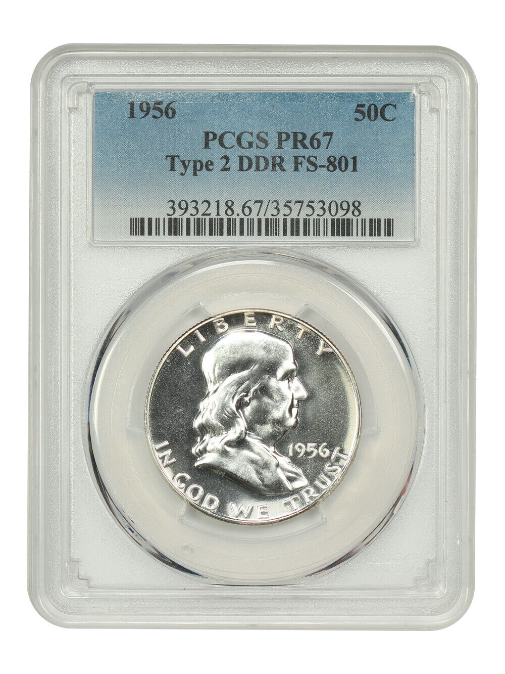 1956 50C PCGS PR67 (Type 2, DDR, FS-801)