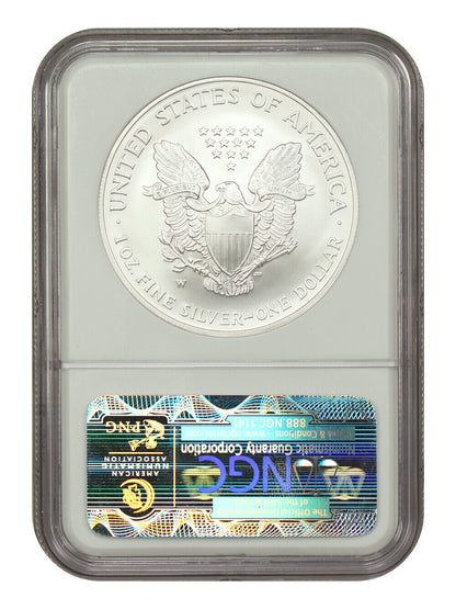 2008-W $1 Silver Eagle NGC MS70 (Reverse of 2007, Burnished) - Silver Eagles