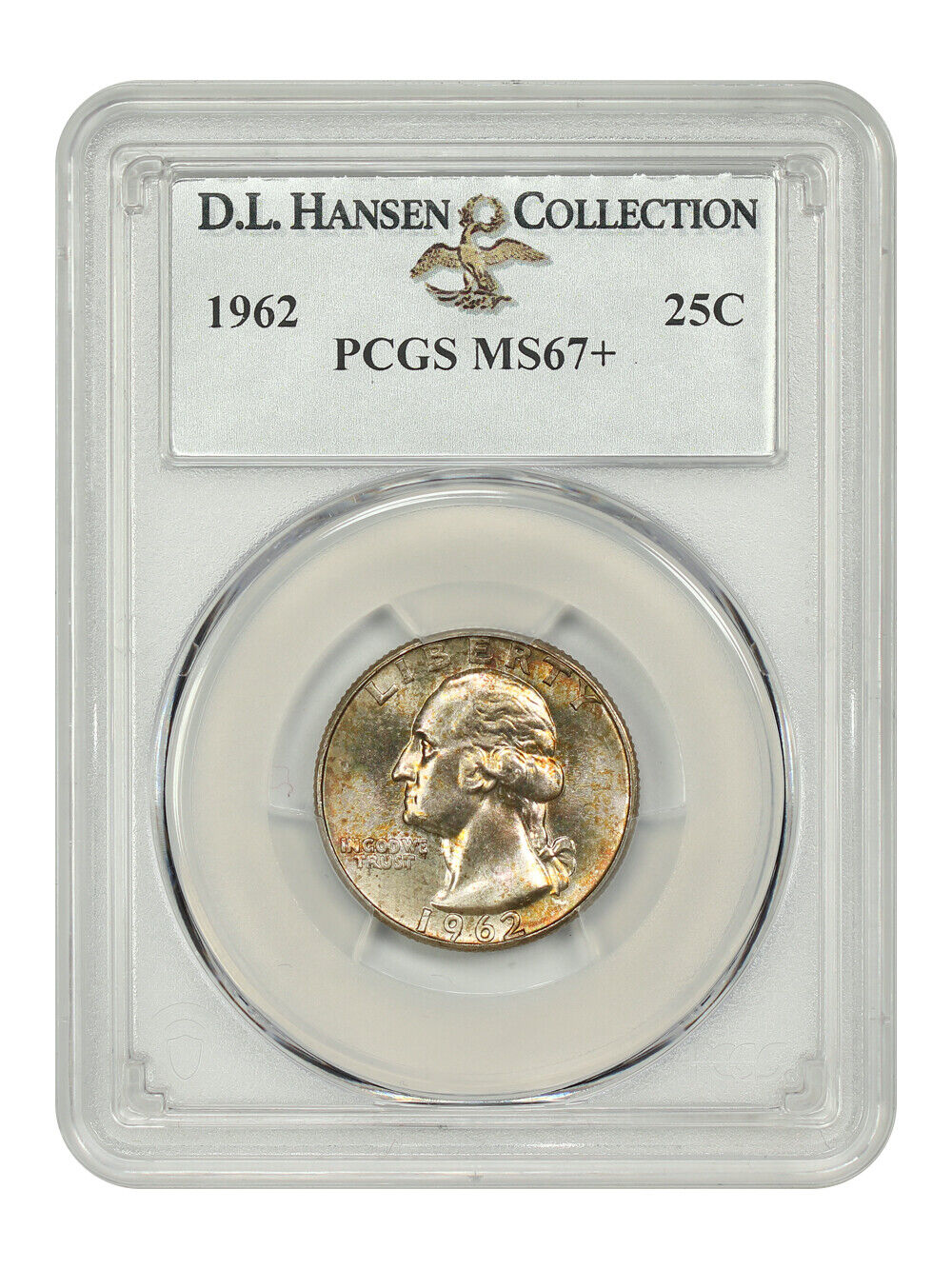 1962 25C PCGS MS67+ ex: D.L. Hansen - Washington Quarter