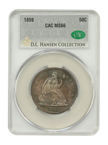 1859 50C CACG MS66 ex: D.L. Hansen - Liberty Seated Half Dollar