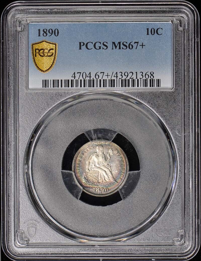 1890 10C Liberty Seated Dime PCGS MS67+