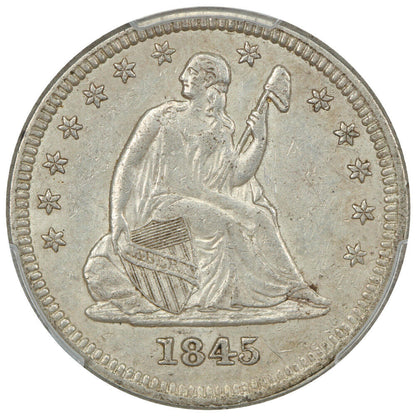 1845 25C PCGS AU55 - Liberty Seated Quarter