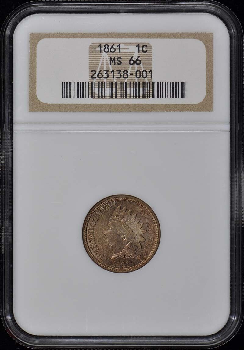 1861 Copper-Nickel Indian Cent 1C NGC MS66