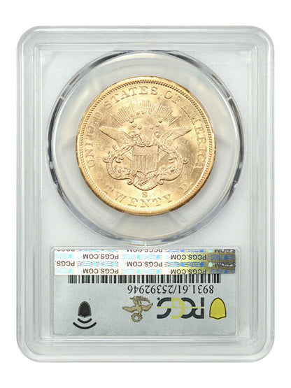 1860-S $20 PCGS MS61 ex: D.L. Hansen