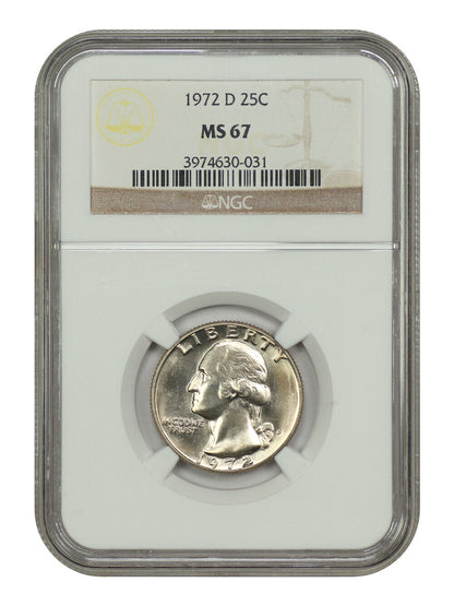 1972-D 25C NGC MS67 - Washington Quarter