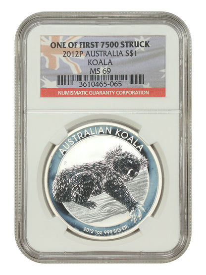 Australia: 2012P $1 Silver Koala NGC MS69 (1 of First 7500 Struck) - Other