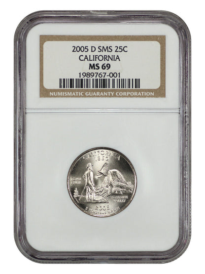 2005-D 25C California NGC SP69 (Satin Finish) - Washington 50 States Quarters