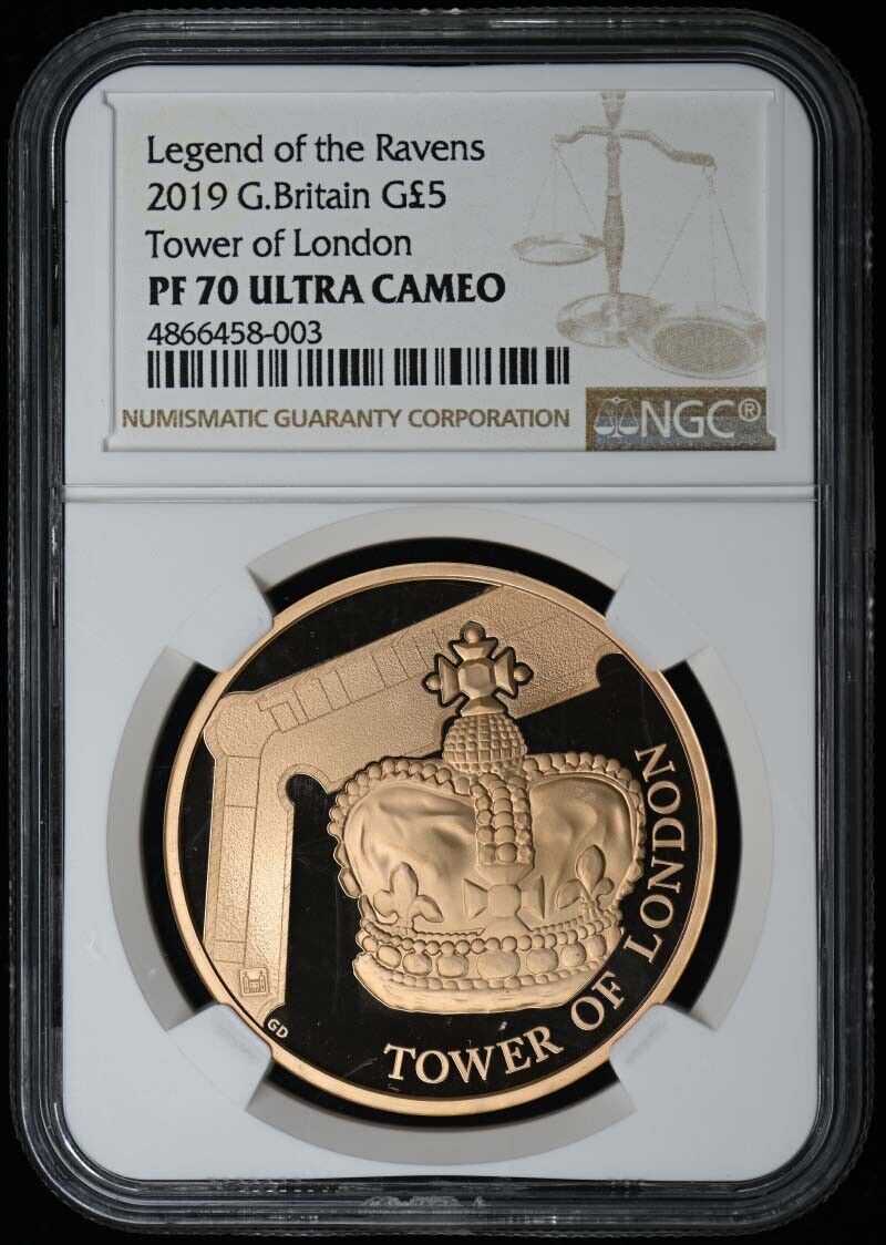 2019 Great Britain Legend of the Ravens Gold 5PND NGC PR70DCAM