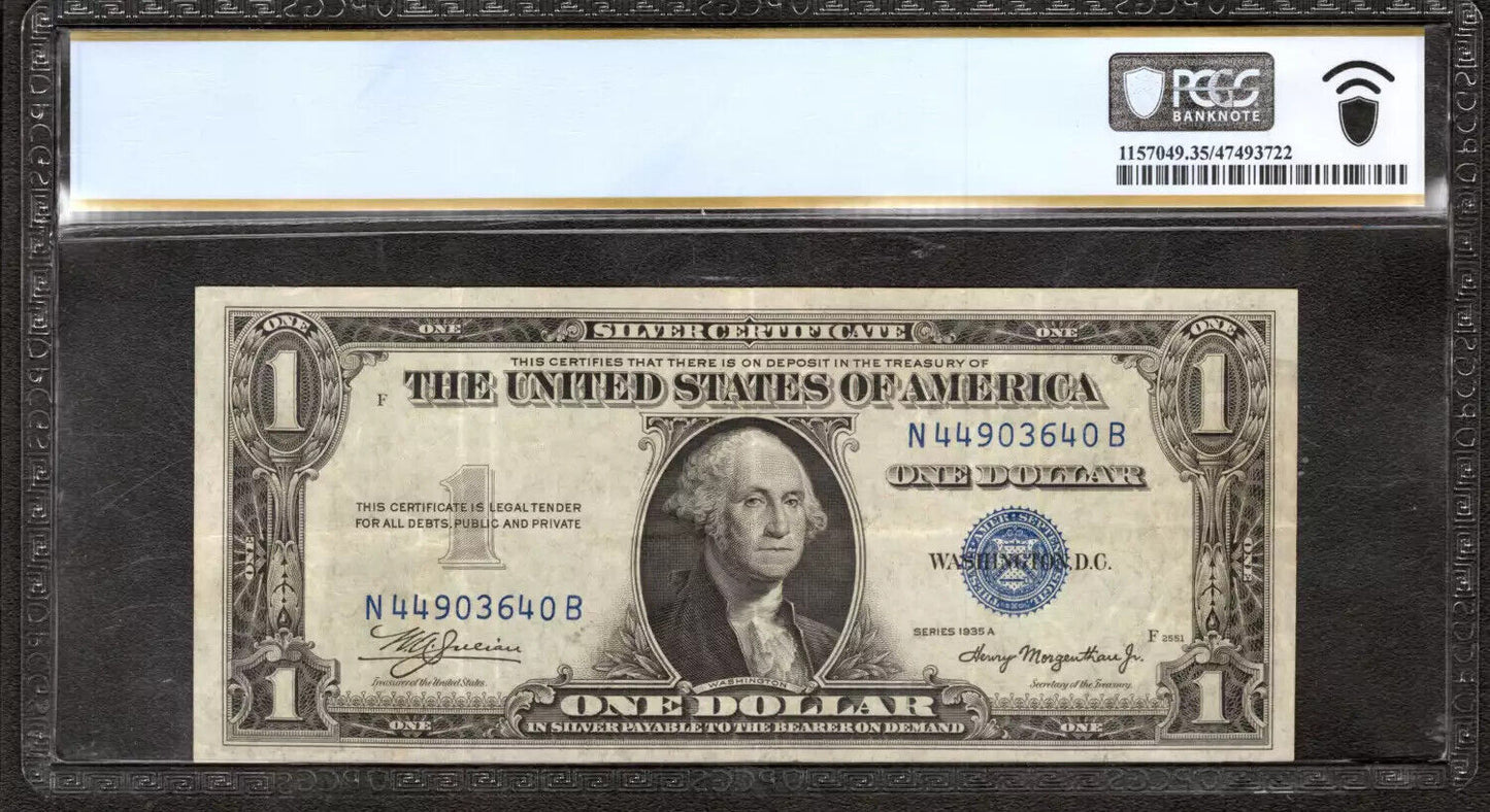 1935 A $1 SILVER CERTIFICATE NOTE INVERTED BACK ERROR NOTE PCGS B VF 35 PPQ