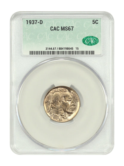 1937-D 5C CACG MS67 - Buffalo Nickel