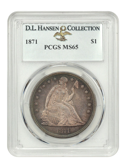 1871 $1 PCGS MS65 ex: D.L. Hansen