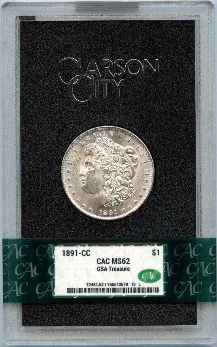 1891-CC Morgan Dollar GSA HOARD S$1 CACG MS62