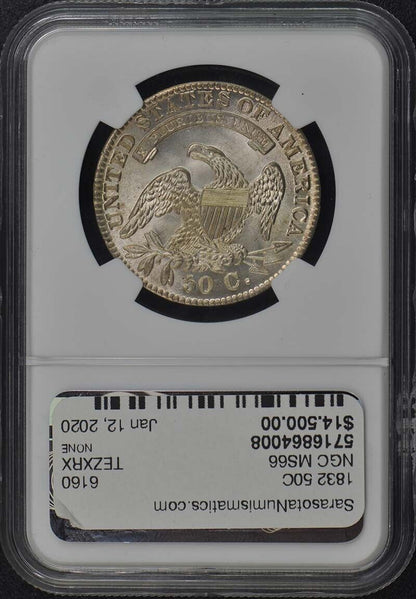 1832 Capped Bust, Lettered Edge 50C NGC MS66