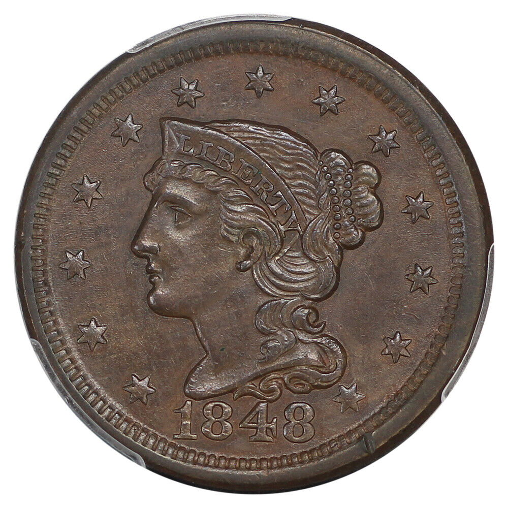 1848 1C PCGS MS63BN - Braided Hair Cent