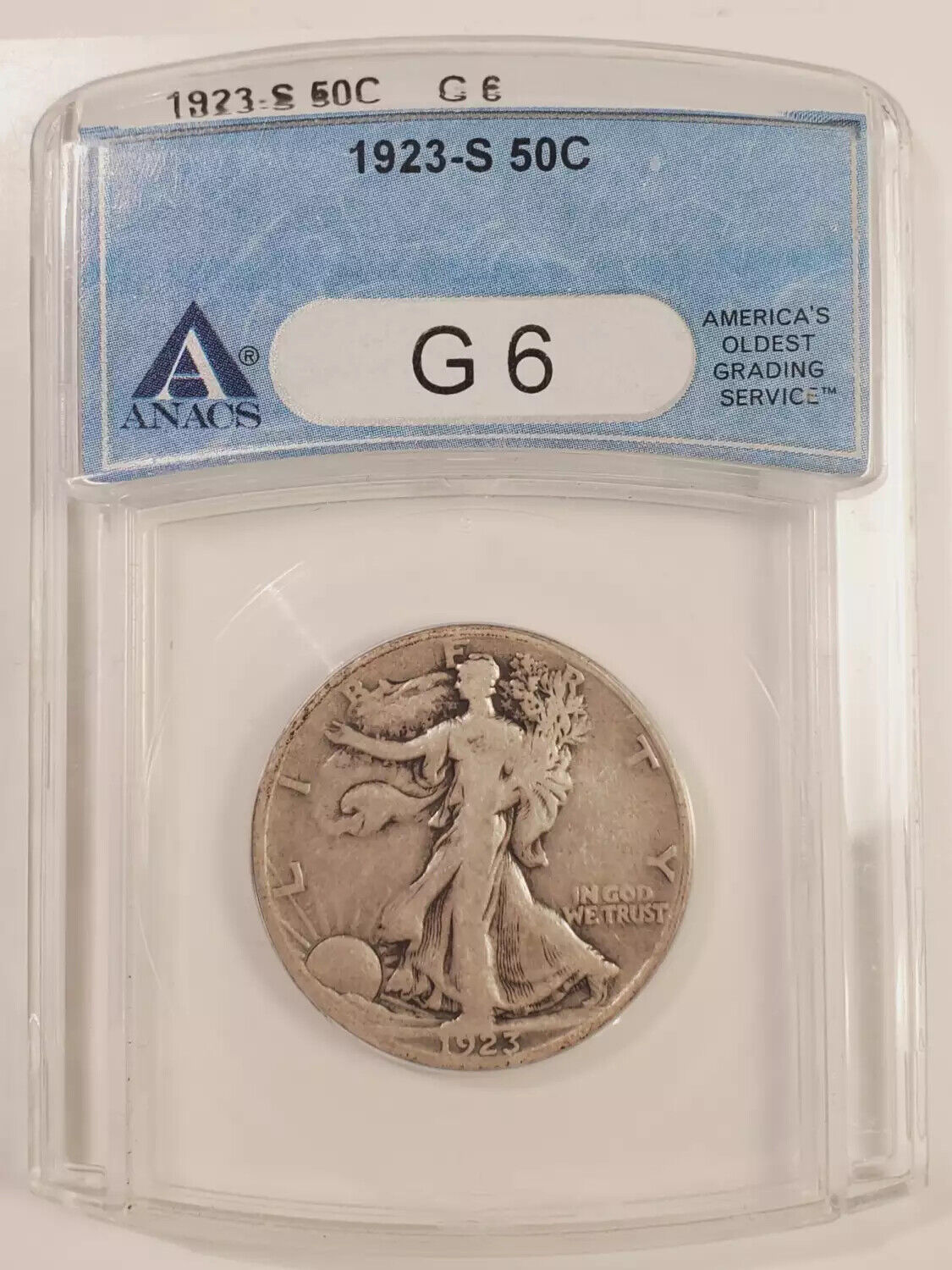 1923 S Walking Liberty Half Dollar ANACS G-6