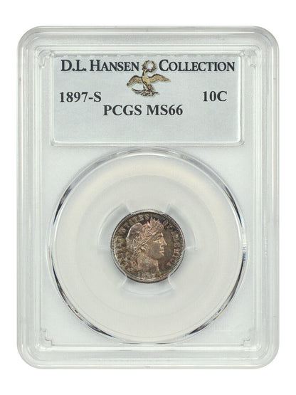 1897-S 10C PCGS MS66 ex: D.L. Hansen