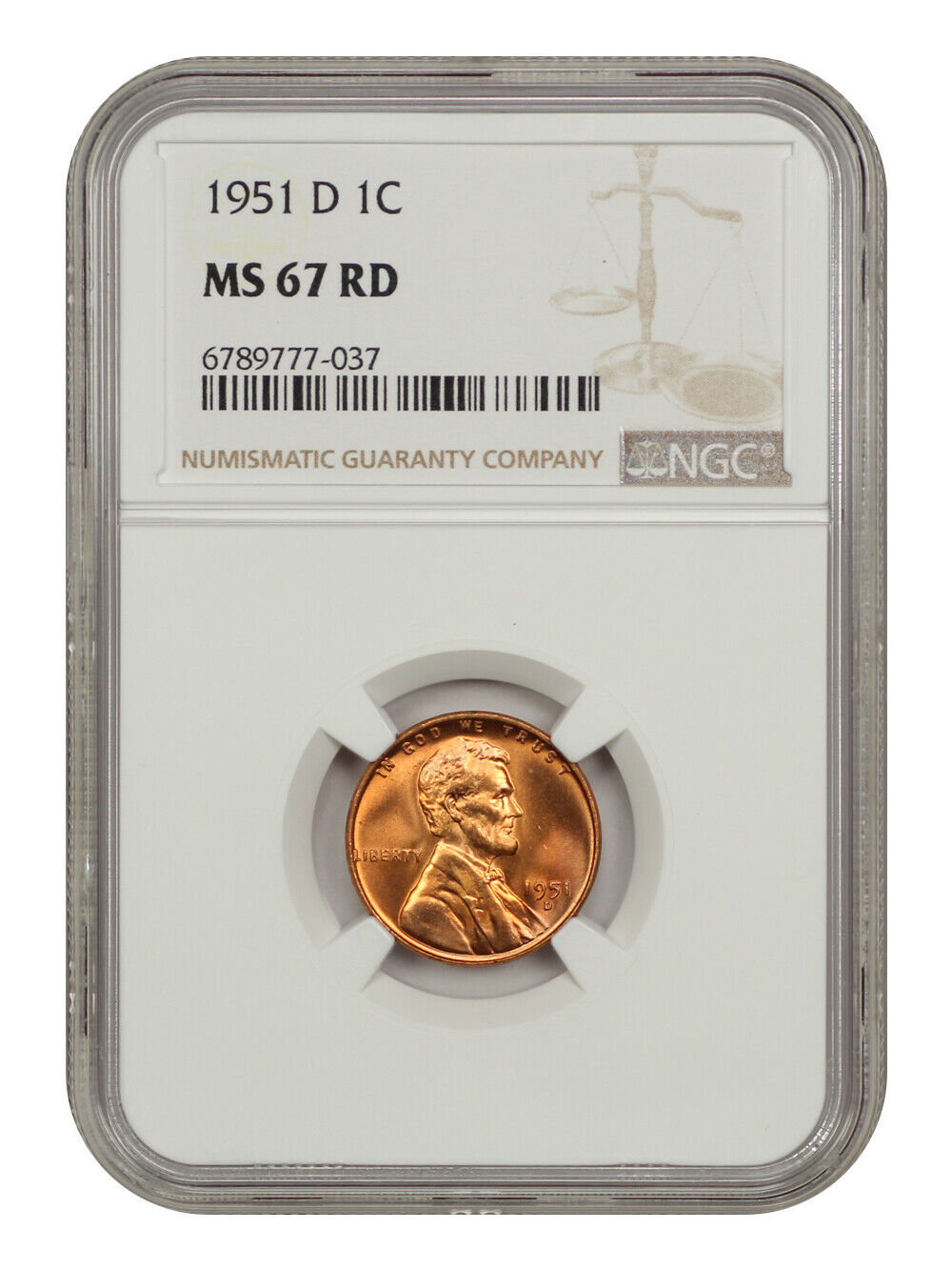 1951-D 1C NGC MS67RD