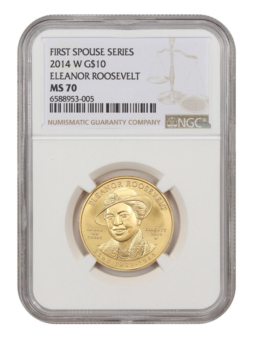 2014-W Eleanor Roosevelt $10 NGC MS70