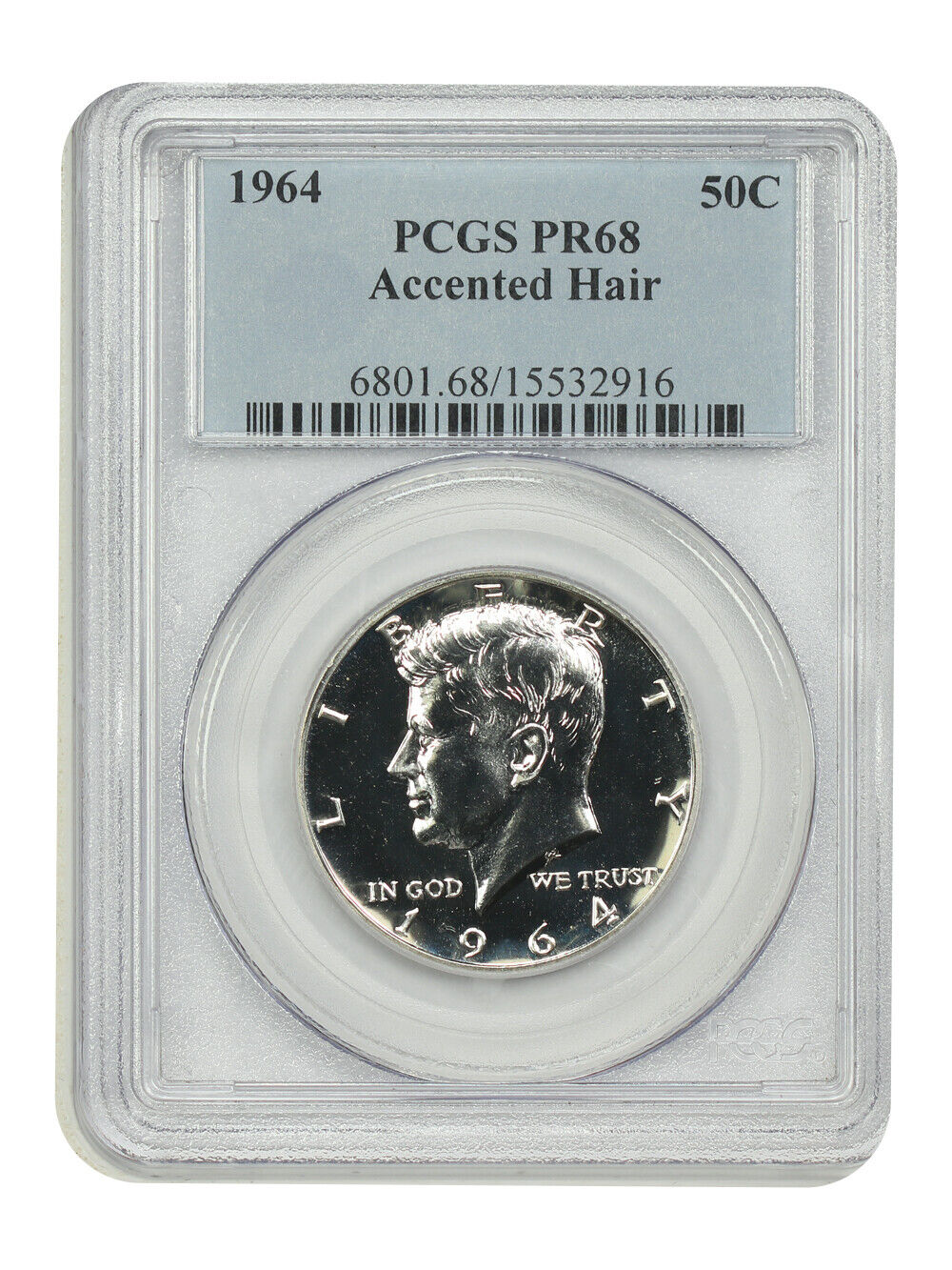 1964 50C PCGS PR68 (Accented Hair) - Kennedy Half Dollar - Popular Variety