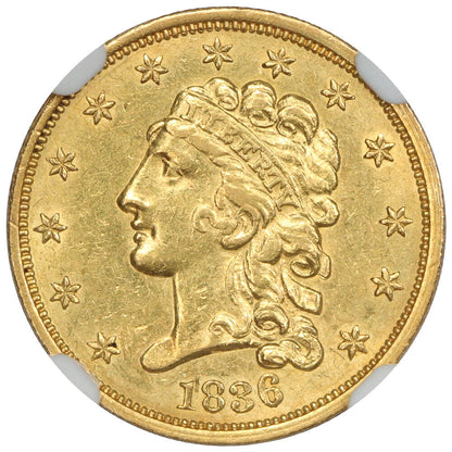 1836 $2.50 NGC AU58 (Block 8) - Classic Head $2.5 - Popular Classic Head Gold