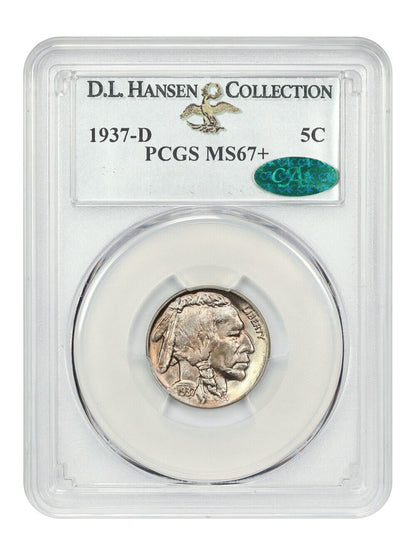 1937-D 5C PCGS/CAC MS67+ ex: D.L. Hansen